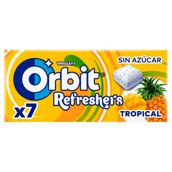 Chicles sabor tropical Orbit Refresh sin azúcar 7 ud.
