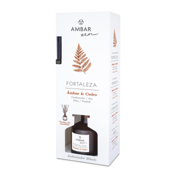 Ambientador de varillas ámbar & cedro Fortaleza Ambar Zen 40 ml.