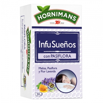 Infusión Infusueños con pasiflora, lavanda y miel en bolsitas Hornimans 20 ud.