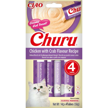 Paté de gato sabor pollo con cangrejo Churu 4x14 g
