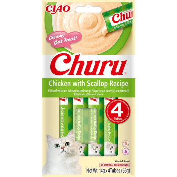 Paté de gato sabor pollo con vieira Churu 4x14 g