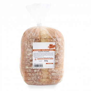 Hogaza de pan natural 100% rebanada 500 g