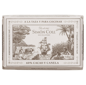 Chocolate a la taza 60% cacao y canela Simón Coll sin gluten 200 g.