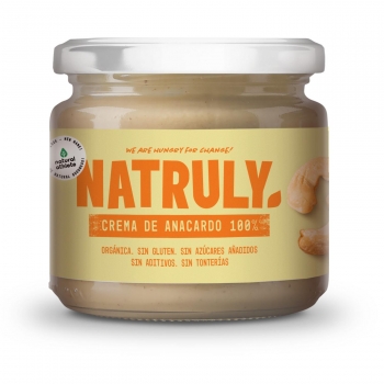 Crema de almendras crujiente ecológico Natruly sin gluten sin lactosa 300 g.