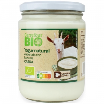 Yogur natural con leche de cabra pasteurizada ecológica Carrefour Bio 420 g.