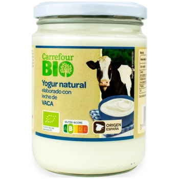 Yogur natural con leche de vaca ecológica Carrefour Bio 420 g.