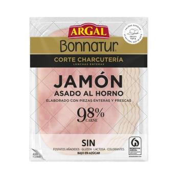 Jamón cocido asado al horno en lonchas Bonnatur sin gluten y sin lactosa 145 g