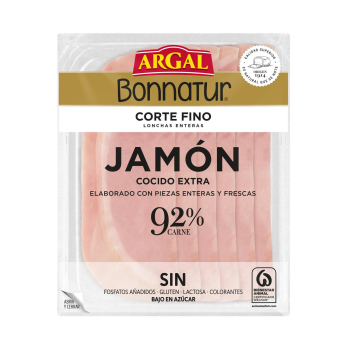 Jamón cocido Argal Bonnatur sin gluten y sin lactosa 160 g.