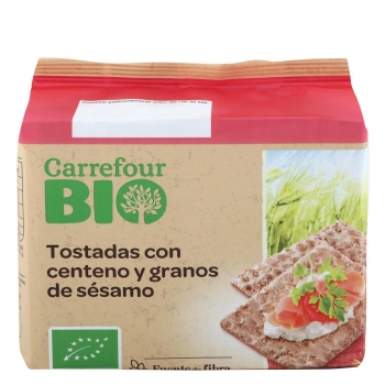 Tartines crujientes de centeno y sésamo ecológicos Carrefour Bio 200 g.