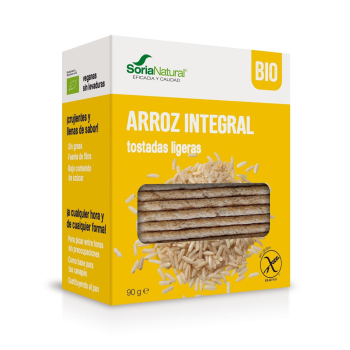 Tostadas ligeras de arroz integral ecológicas Soria Natural sin gluten 90 g.