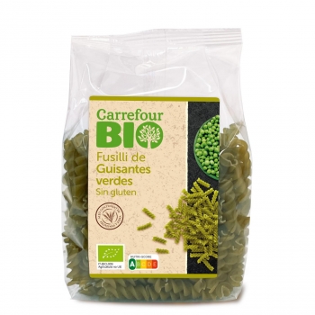 Fusilli de guisantes ecológicos Carrefour Bio sin gluten 250 g.