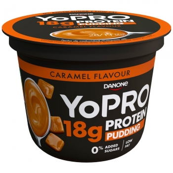 Pudding de proteínas sabor caramelo sin azúcar añadido Danone Yopro 180 g.