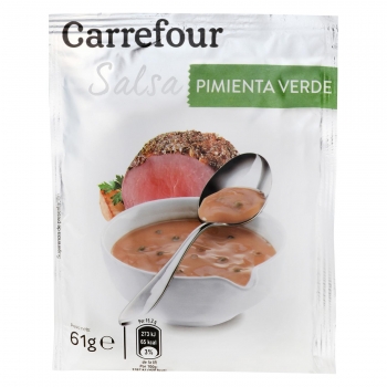Salsa deshidratada de pimienta verde Carrefour sobre 61 g.