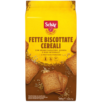 Biscottes con arroz integral y quinoa Schär sin gluten y sin lactosa 260 g.