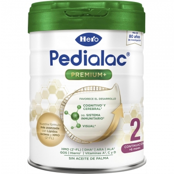 Leche infantil de continuación desde 6 meses en polvo 2 Hero Baby Pedialac lata sin aceite de palma 800 g.