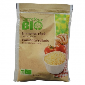 Queso rallado emmental ecológico Carrefour Bio 200 g.