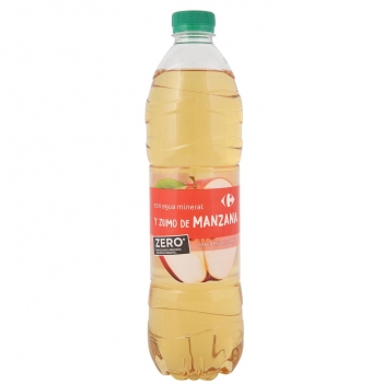 Agua mineral y zumo de manzana zero carrefour 1,5 l.