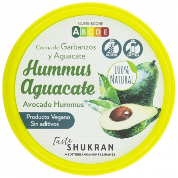 Hummus de aguacate Taste Shukran sin gluten sin lactosa 200 g.