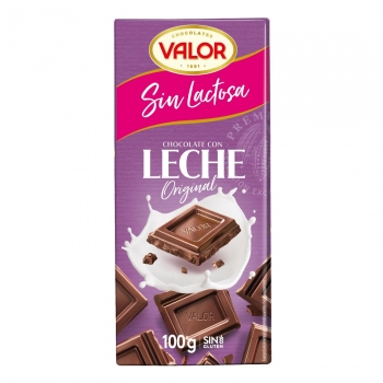 Chocolate con leche Valor sin gluten y sin lactosa 100 g.