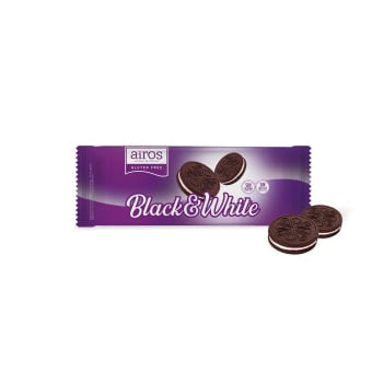 Galletas de cacao rellenas de crema sabor vainilla Airos sin gluten y sin lactosa 300 g.