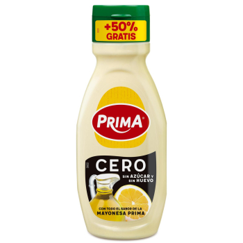 Mayonesa cero sin azúcar y sin huevo Prima sin gluten 255 ml.