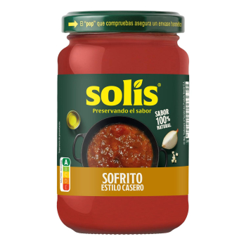 SOLÍS Tomate para sofrito con cebolla y ajo, 340 g.