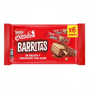 Barritas de galleta y chocolate Nestlé Extrafino pack de 6 unidades de 18 g.