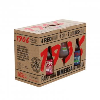 Cerveza1906 pack de 4 Red Vintage 33 cl.+ 2 Galician Irish Red Ale 33 cl.+ Copa
