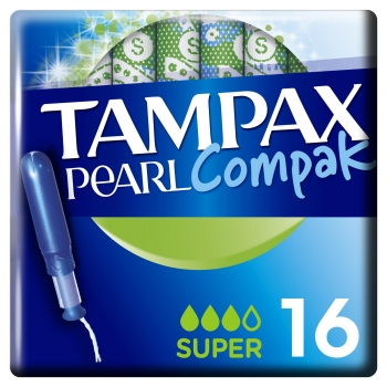 Tampones super Pearl Compak Tampax 16 ud.