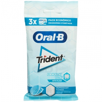 Chicles sabor menta Oral-B Trident pack de 3 unidades de 17 g,