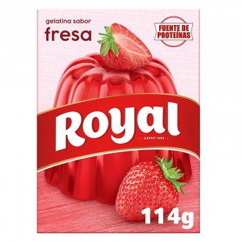 Gelatina sabor fresa 30% menos azúcar Royal 114 g.