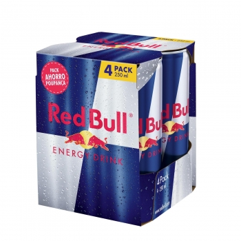 Red bull bebida energética pack de 4 latas de 25 cl.