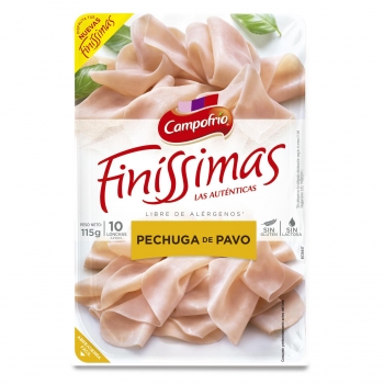 Pechuga de pavo en lonchas finas Campofrío - Finissimas sin gluten sin lactosa 115 g.