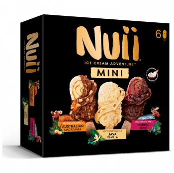 Mini bombón helado surtidos de caramelo, chocolate y vainilla Nuii sin gluten 6 ud.