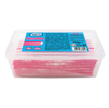 Regalíz de goma rayaditos sabor frambuesa Vidal 300 g.