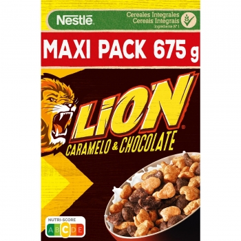 Cereales integrales con chocolate y caramelo Lion Nestlé 675 g.