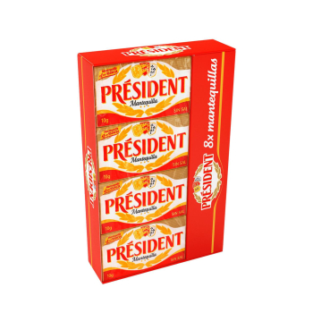 Mantequilla President pack de 8 porciones de 10 g. 8 x 10 g