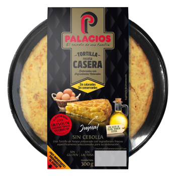 Tortilla receta casera sin cebolla Palacios sin gluten y sin lactosa 300 g.