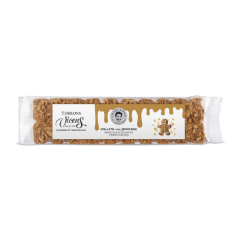 Turrón praliné de galleta con jengibre escarchado Vicens 300 g.