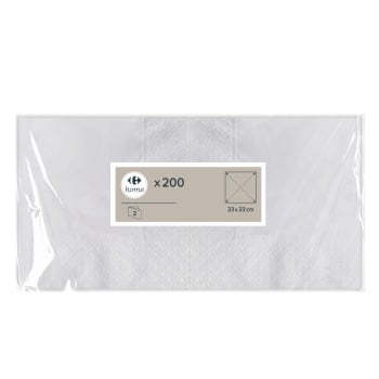 Set 200 Servilletas Blancas 2 Capas 33x33 cm