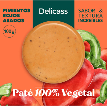 Paté vegetal de pimientos rojos asados Delicass sin gluten y sin lactosa 100 g