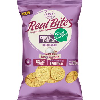 Chips de lentejas horneadas sabor sal y pimienta Real Bites Frit Ravitch sin gluten 80 g.
