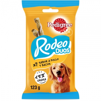 Snacks de pollo y bacon para perro Pedigree Rodeo Duos 123 g.