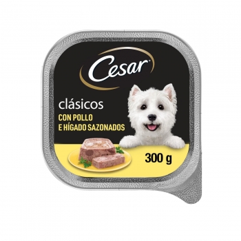 Comida húmeda de pollo e hígado para perro Cesar 300 g.