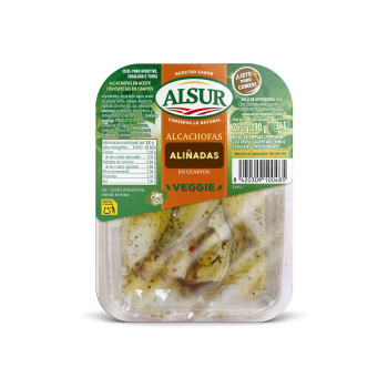 Alcachofas aliñadas en cuartos Alsur 190 g.