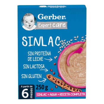 Papilla infantil desde 6 meses Gerbe sinlac sin gluten y sin lactosa 250 g.