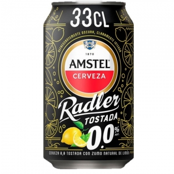 Cerveza tostada Amstel 0,0 Radler con limón lata 33 cl.