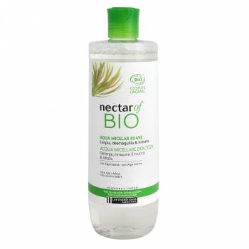 Agua micelar suave con extracto de alga marina para todo tipo de pieles ecológica Nectar Of Bio 400 ml.