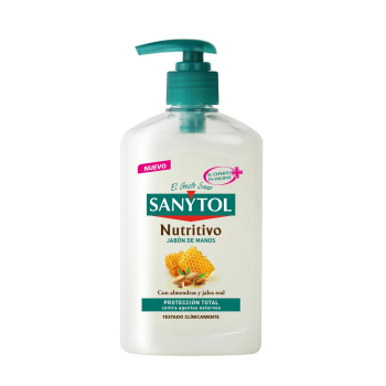 Jabón de manos nutritivo con protección total contra agentes externos Sanytol 250 ml.