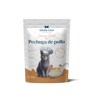 Snack de crema con pechuga de pollo para gatos adultos Gentle Chef 8 sobres de 10 g 8 x 10 g